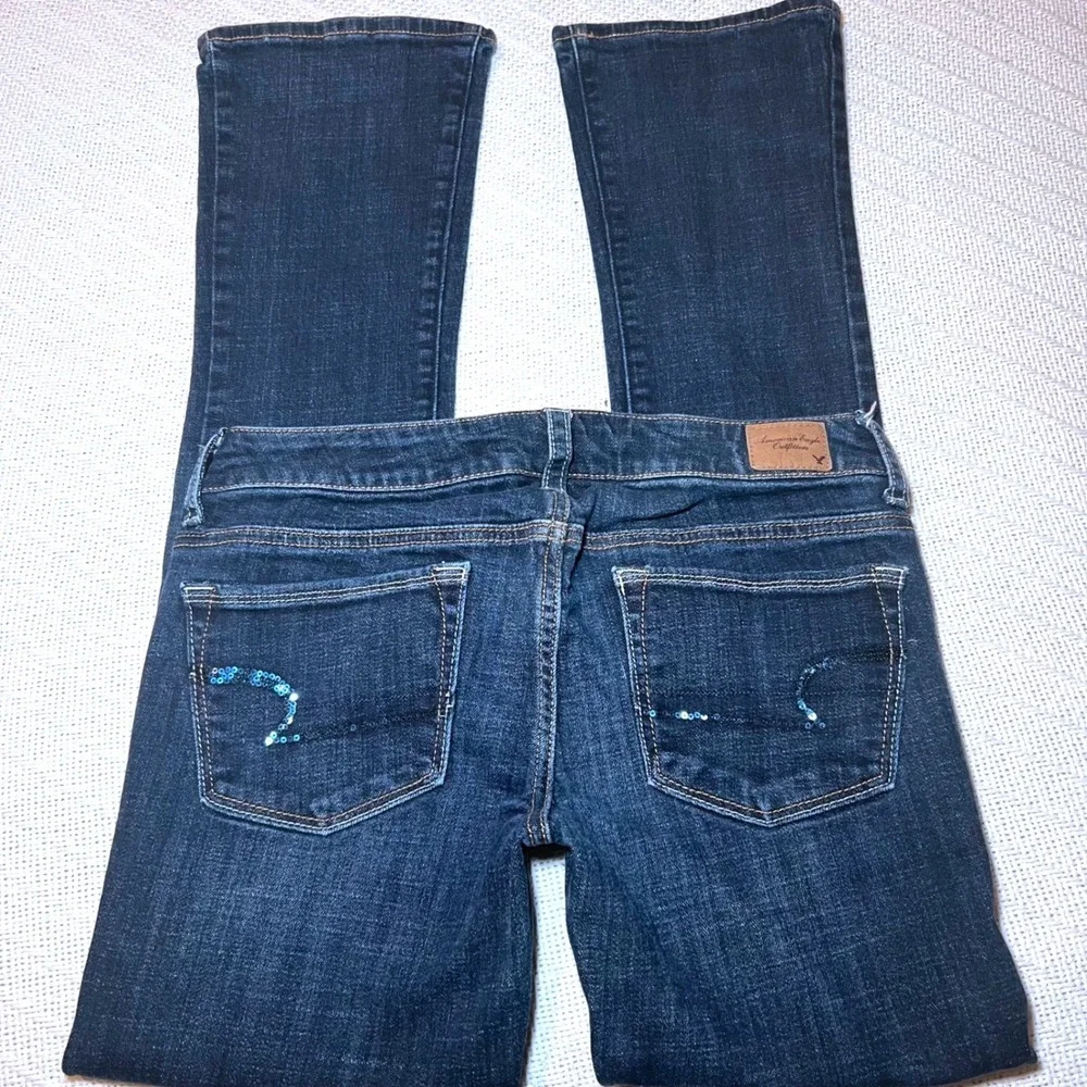 American Eagle Low Rise Slim Bootcut Y2K Dark Wash 2000s Aesthetic Size 6/29